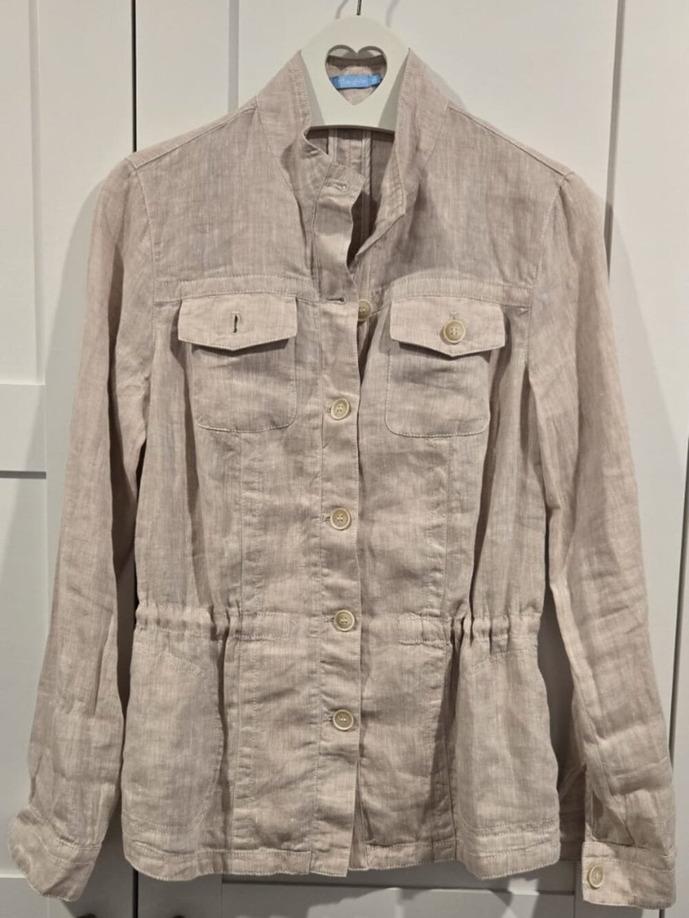 J. McLaughlin 100% Linen Beige Safari Utility Jacket XS PTP18